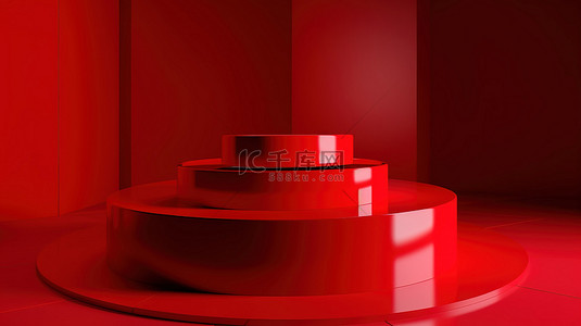 营销销售背景图片_用于推广产品的红色 3D 营销展示台