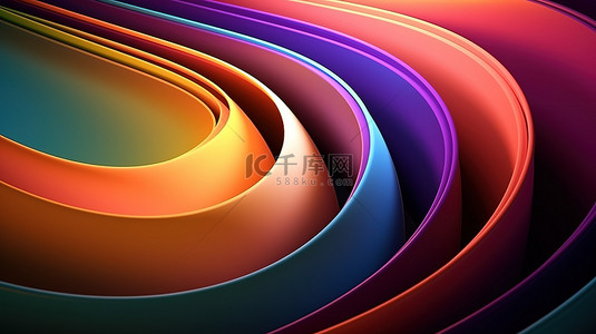 彩色3D背景与圆形曲线设计