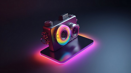 视频应用软件背景图片_3D 渲染中的标志性 Instagram 徽标
