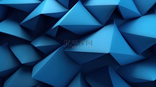 扇子褶皱背景图片_3D 渲染中所示的带有褶皱的几何蓝纸