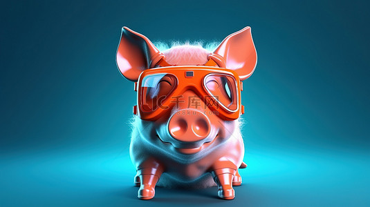 有趣的 3D 蒙面猪艺术作品