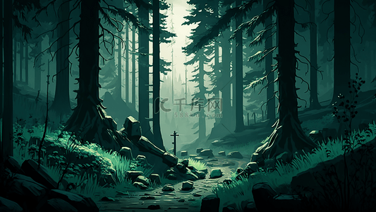 森林昏暗丛林背景