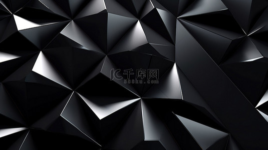 黑金背景墙背景图片_黑色背景上三角形图案的 3d 渲染