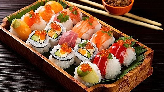 白葱背景图片_竹子上的hiten寿司