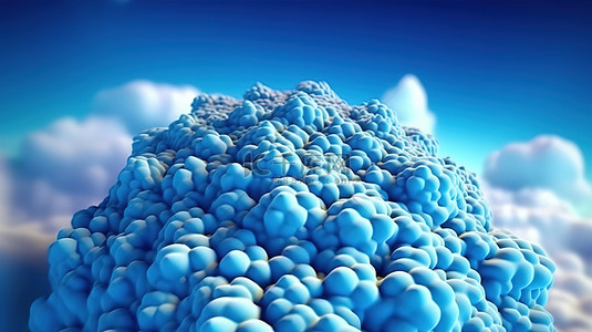 黎明之光背景图片_巨大的蓝色乳房云的雄伟 3D 渲染