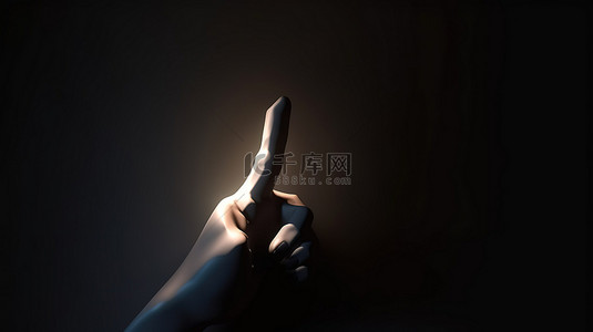 3D渲染中的卡通手点手指或带有阴影效果的点击