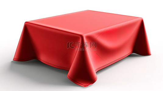 宴會背景图片_白色背景 3D 插图上没有隔离内容的红色桌布