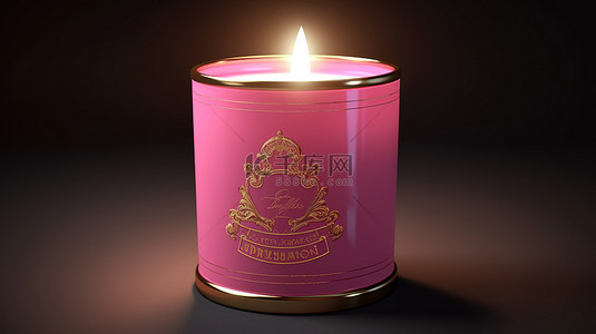 火的标签背景图片_粉红色蜡烛标签的 3d 渲染