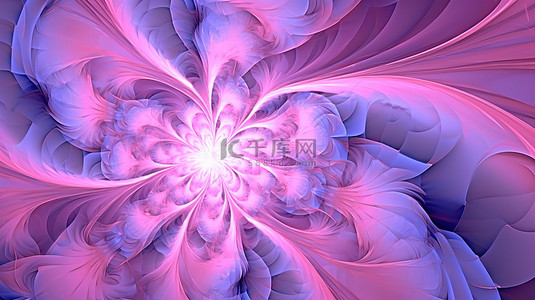 粉红色和紫色色调的分形设计，具有独特的纹理饰面3D 渲染