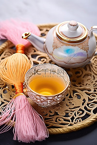 Nei Me Ngang 茶壶龙月茶流苏中式传统茶壶 4 件装