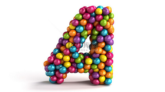 彩球生日背景图片_节日隔离背景数字 4 3d 插图上的充满活力的彩虹糖果四个字母