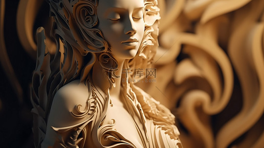 艺术雕像背景图片_具有 3D 渲染的优雅设计的抽象雕像元素的特写
