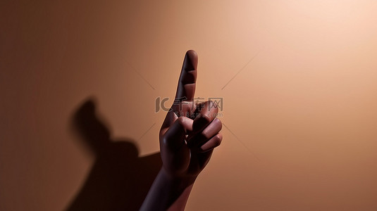 3D 渲染中的卡通手指向右侧并用手指单击创建阴影