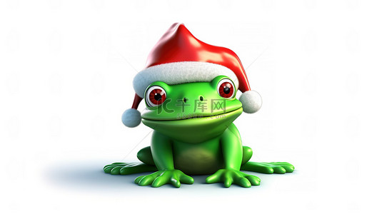 节日青蛙圣诞老人的俏皮 3D 渲染