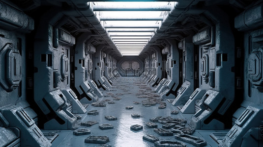 凄凉背景图片_未来派的外星人走廊，具有凄凉和破裂的美学