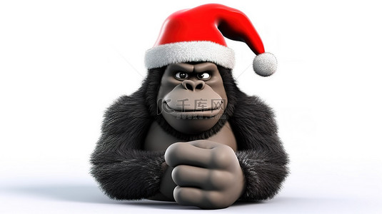 3D 圣诞大猩猩竖起大拇指，带有滑稽的转折