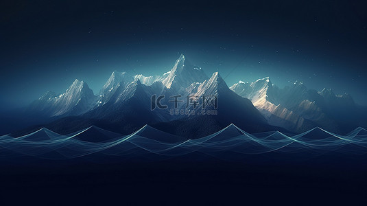 地形气候背景图片_朦胧的地平线照亮了黑暗山峰的怪异 3D 描绘