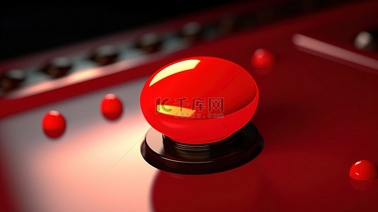 带鼠标光标的红色警报按钮的 3d 插图