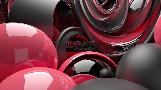 在 3d 中呈现的抽象灰色红色和粉红色背景