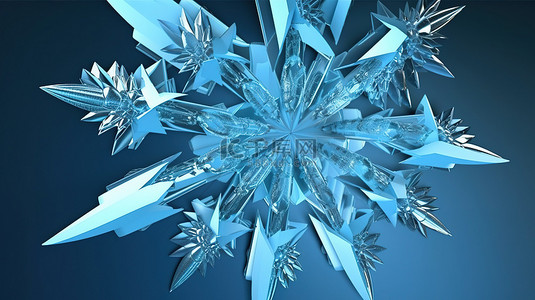 冬季的树背景图片_蓝色背景装饰着 3d 雪花