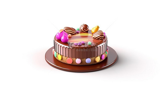 吃蛋糕吃蛋糕背景图片_单独站立在白色背景上的 3d 蛋糕图