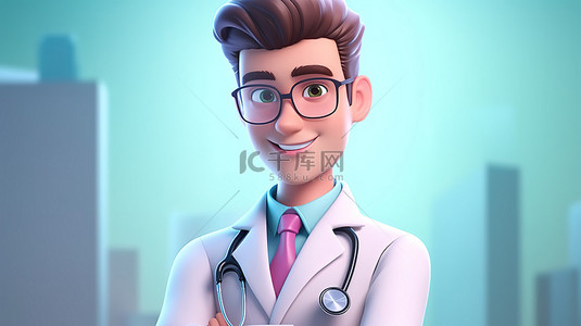 男人性格背景图片_一位潇洒医生的 3D 医学插图