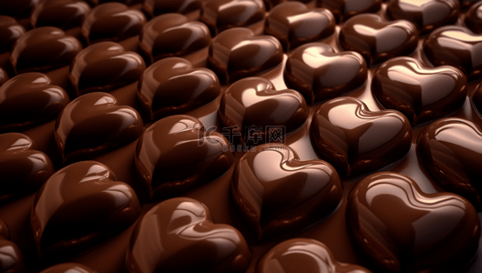 心形巧克力卡通背景图片_心形巧克力棕色平铺