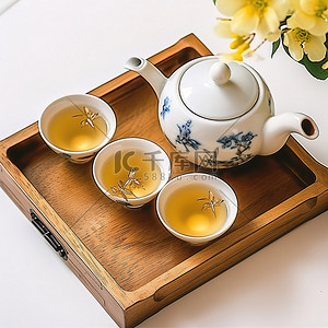 中国茶背景图片_托盘上的中国茶