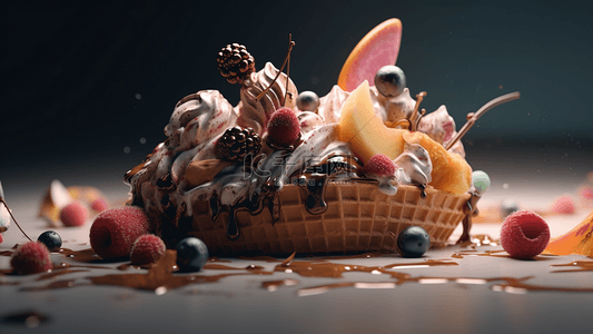 水果奶油冰激凌蛋糕甜品美食广告背景