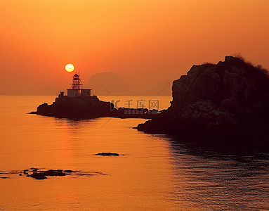 南海观音背景图片_基戈岛萨盖特港的日落