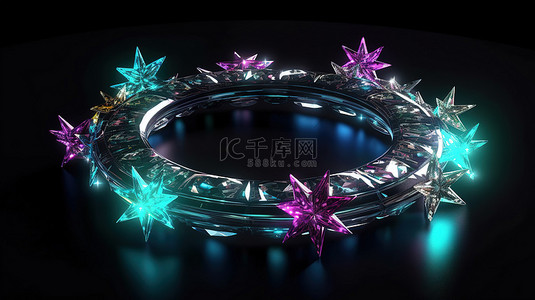 水晶灯背景图片_3d 渲染中迷人的星星和闪闪发光的宝石的辐射圈