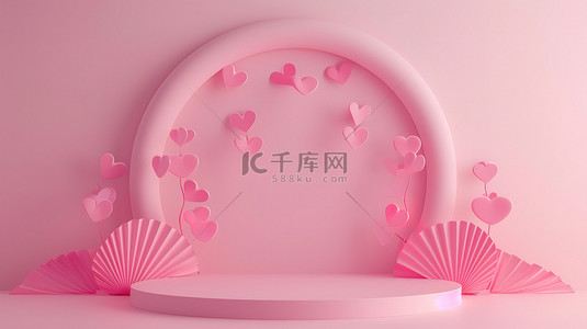 浪漫粉红色妇女节电商展台图片
