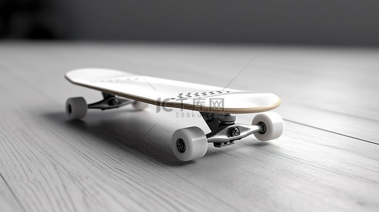 街头文化背景图片_空白滑板甲板模板的 3D 渲染模型