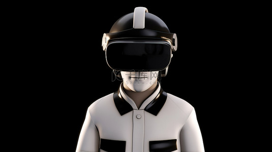 戴着耳机人物背景图片_戴着 VR 耳机的裁判的滑稽 3D 描绘
