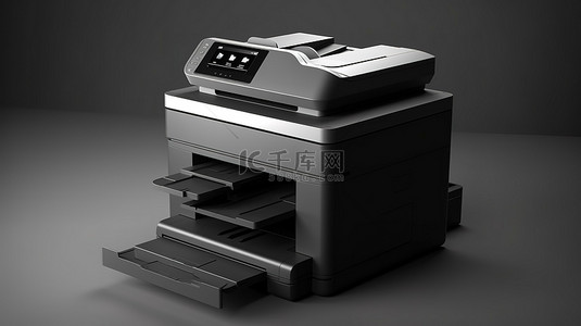 多功能活动室背景图片_专业用途的独立办公室多功能打印机和扫描仪的 3D 插图