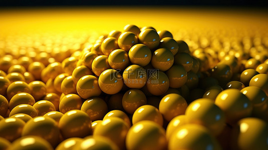 3D 中的黄色能量球呈现出迷人的抽象构图
