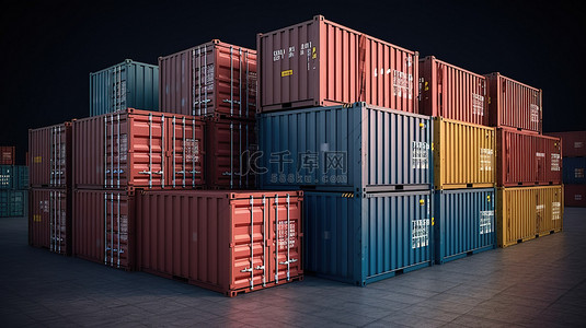 设备采集箱背景图片_用于进出口业务的 3d 工业运输集装箱