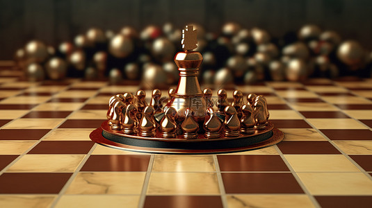 国际象棋棋子圈中的倒下棋子 横幅的 3D 插图
