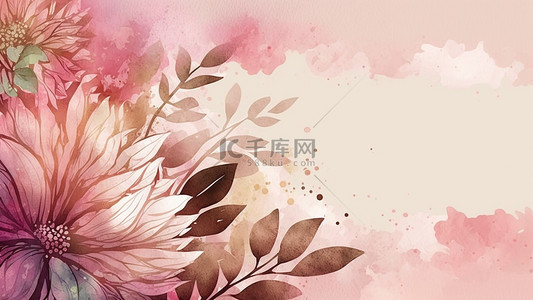 紫色植物花卉背景图片_鲜花植物水彩浪漫背景