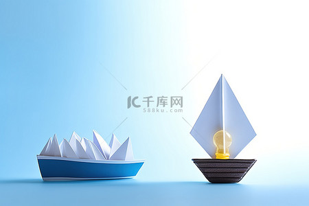 灯泡上的纸船