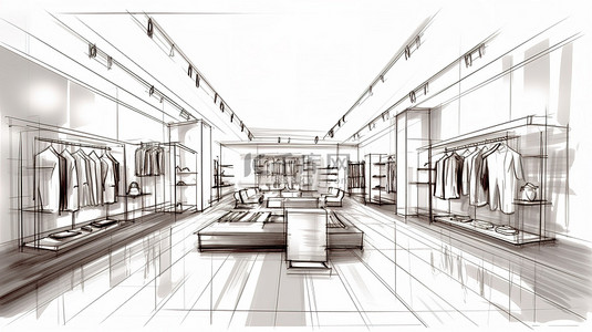 服装店轮廓可视化的 3D 草图轮廓