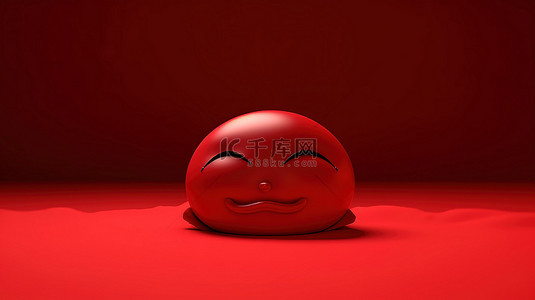 睡眠表情符号的红色背景 3d 渲染