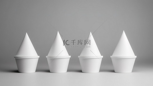 拿铁茶背景图片_金字塔形盖架在灰色背景 3D 渲染上容纳六个纸杯模型