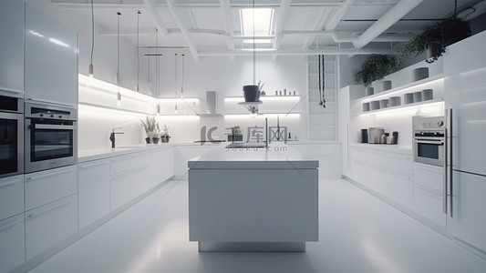 厨房料理台餐具白色背景
