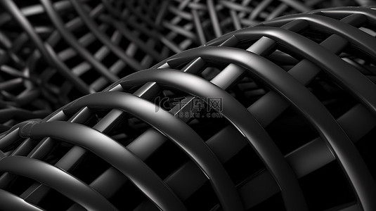 灰色背景抽象插图与黑色网格失真 3d 渲染