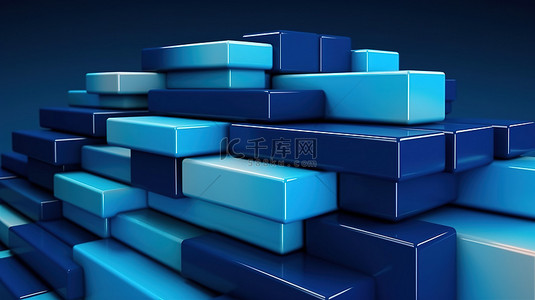 蓝现代背景图片_带有混合蓝色条纹条的深蓝色背景的 3D 渲染