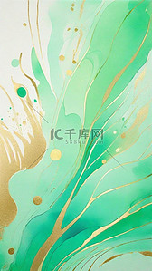 春天绿色鎏金抽象水彩晕染金线纹理17图片