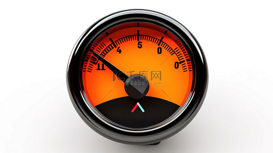 加油站标志背景图片_通过在 3d 中创建的燃油仪表板仪表显示在白色背景上的空油箱