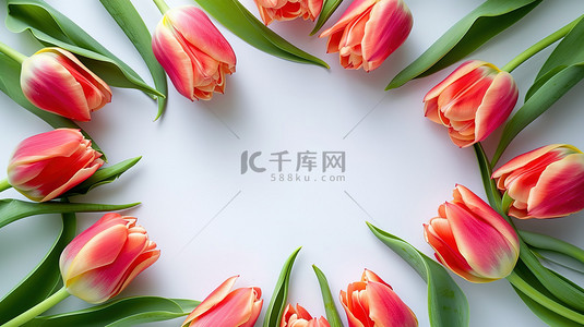 郁金香花朵美丽的框架背景素材