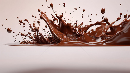 雕刻的巧克力流出令人惊叹的 3D 渲染飞溅